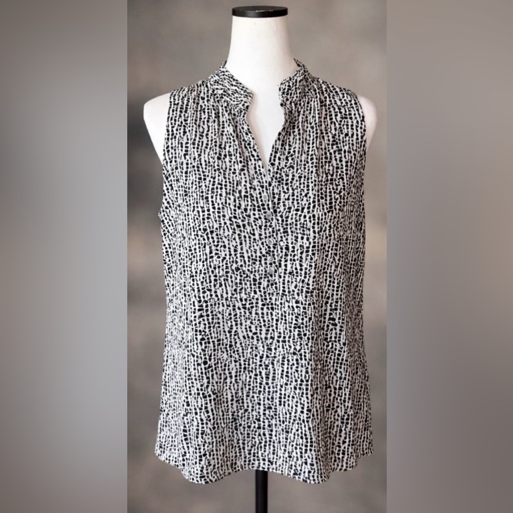 Banana Republic Sleeveless Blouse (Size 8 | Black & Cream)